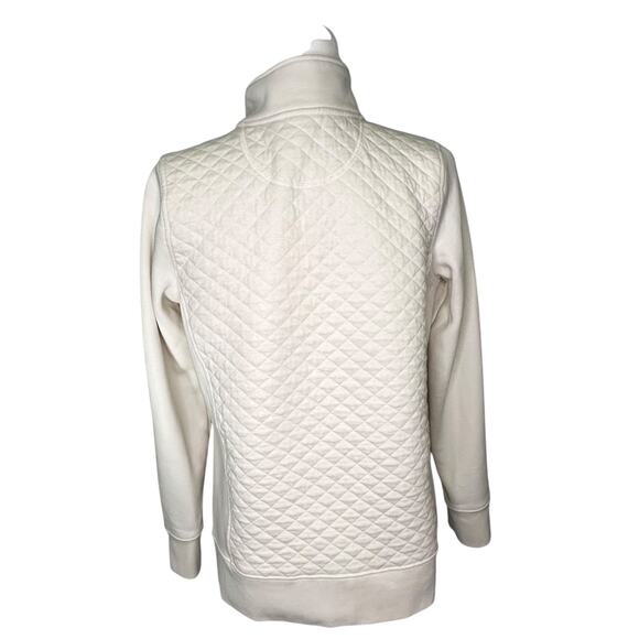 L.L. Bean Women's Cream Quilted Quarter Zip Pullover Top Jacket Sweatshirt - Picture 5 of 7